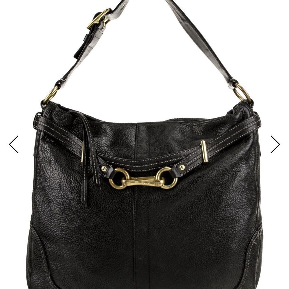 Coach Black Leather Hobo Bag with Gold Hardware - Picture 2 of 9